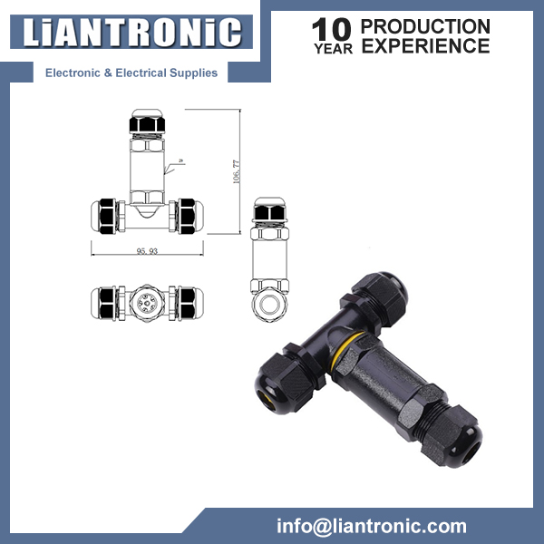 IP68 T Type 3 Way Waterproof Connector